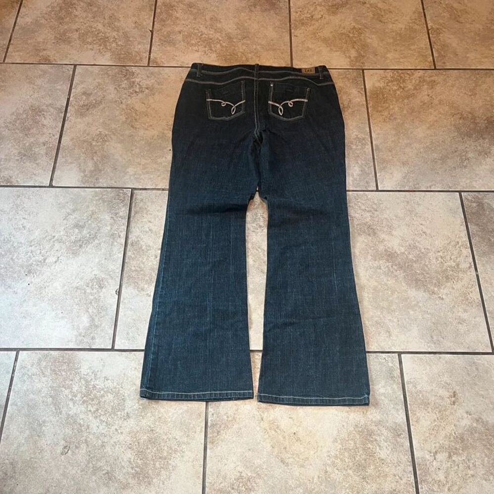 Vintage Y2K LEI Sophia Hiphugger Flare Jeans Dark Wash Embroidered Size 15